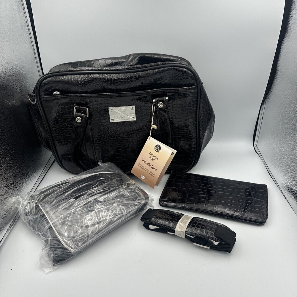 JM New York Trendy Tote Bag‎ Set Black/Brown Hue Wallet Travel Tote Zip NWT